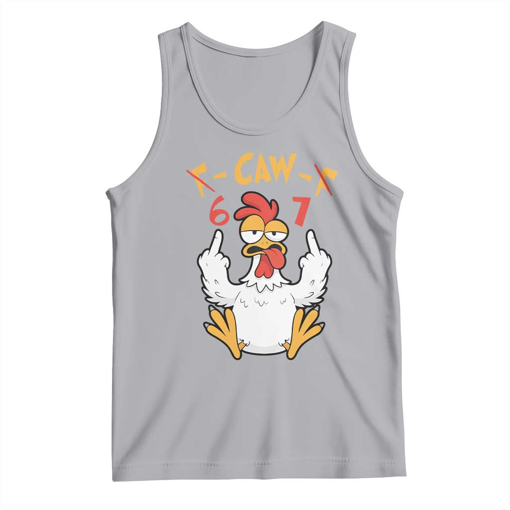 Funny F Caw F 67 Meme Tank Top Cartoon Chicken Six Seven Poultry Humor TS11 Athletic Heather Print Your Wear