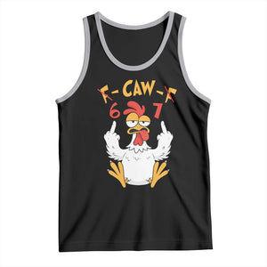 Funny F Caw F 67 Meme Tank Top Cartoon Chicken Six Seven Poultry Humor TS11 Black Athletic Heather Print Your Wear