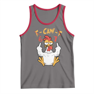 Funny F Caw F 67 Meme Tank Top Cartoon Chicken Six Seven Poultry Humor TS11 Deep Heather Red Print Your Wear