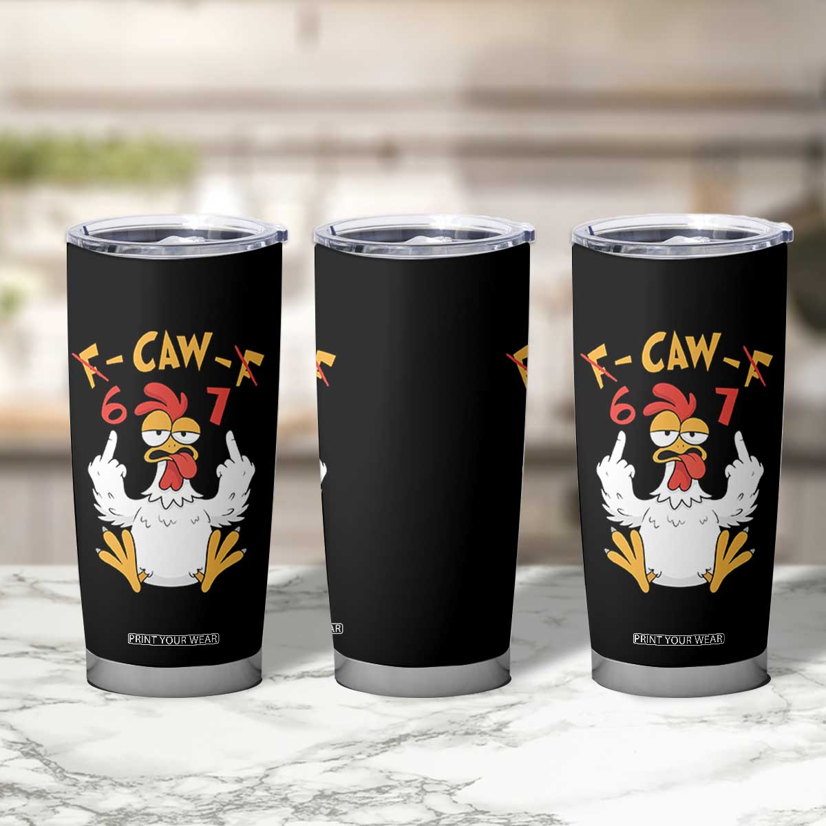Funny F Caw F 67 Meme Tumbler Cup Cartoon Chicken Six Seven Poultry Humor TS11 Print Your Wear