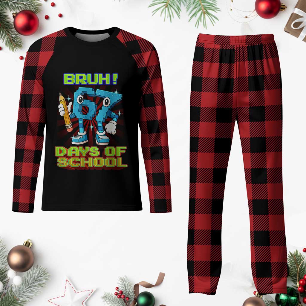 Funny Bruh 67 Days Of School Plaid Pajama Set Six Seven Meme Pixel Game Gen Alpha TS11 Buffalo Plaid Print Your Wear