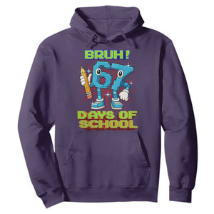 Funny Bruh 67 Days Of School Hoodie Six Seven Meme Pixel Game Gen Alpha TS11 Purple Print Your Wear