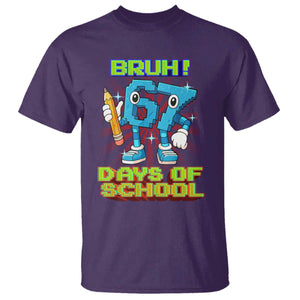 Funny Bruh 67 Days Of School T Shirt Six Seven Meme Pixel Game Gen Alpha TS11 Purple Print Your Wear