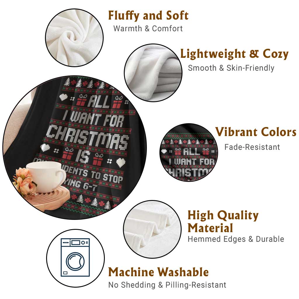 All I Want For Christmas Is My Students To Stop Saying 67 Throw Blanket Funny Xmas Six Seven Teacher TS11 Print Your Wear
