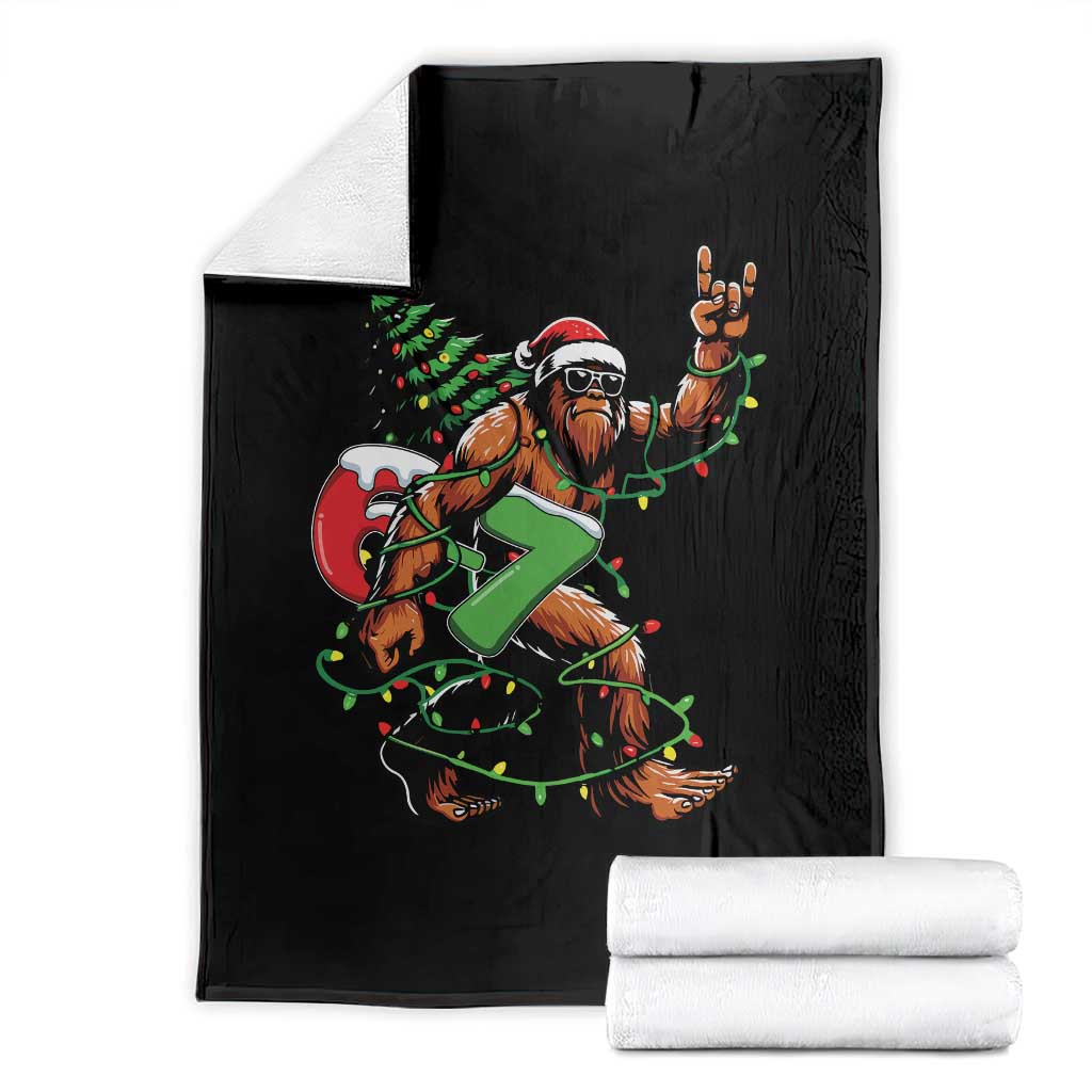 Funny Santa Bigfoot 67 Christmas Tree Xmas Lights Throw Blanket TS11 Black Print Your Wear