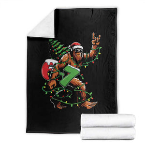 Funny Santa Bigfoot 67 Christmas Tree Xmas Lights Throw Blanket TS11 Black Print Your Wear