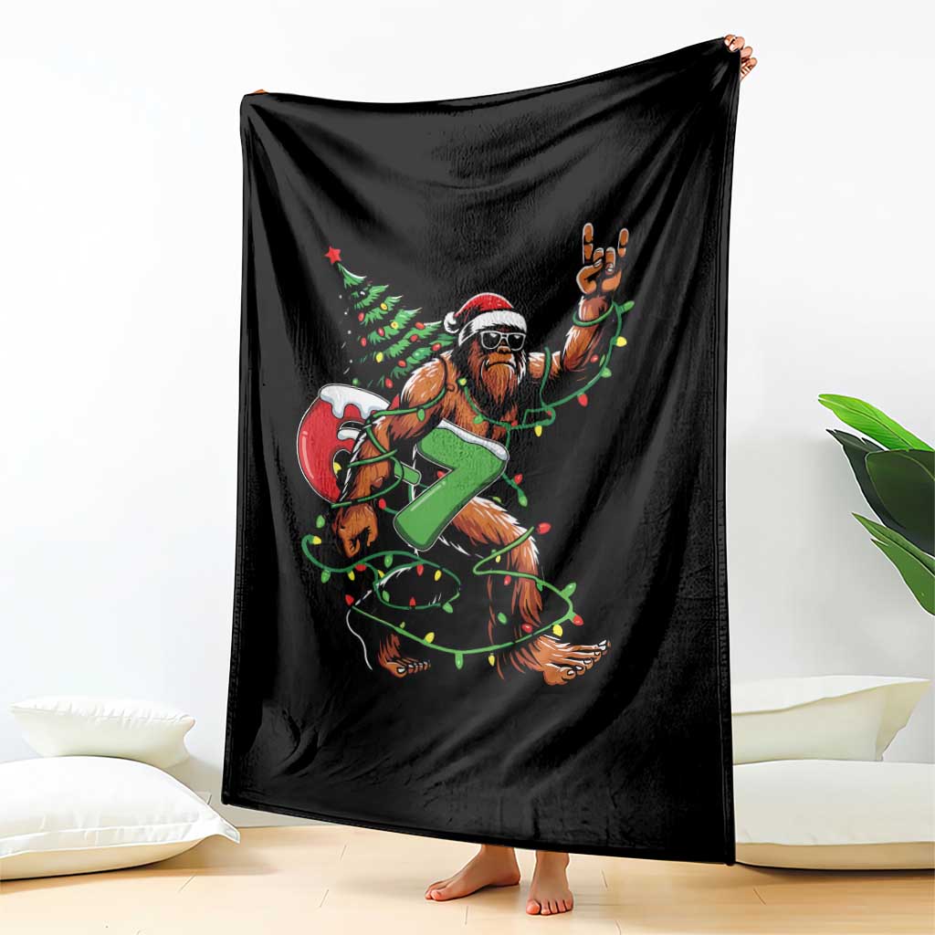 Funny Santa Bigfoot 67 Christmas Tree Xmas Lights Throw Blanket TS11 Print Your Wear