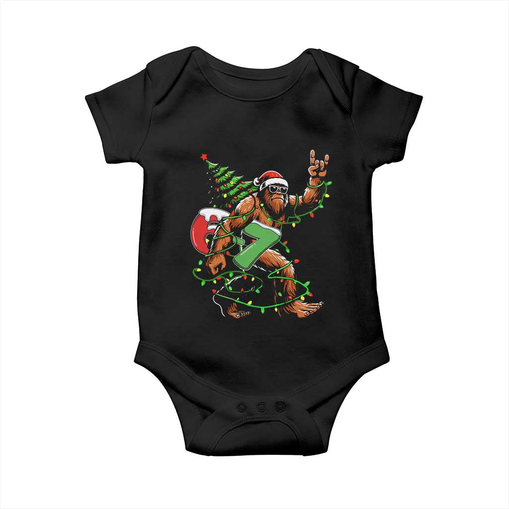 Funny Santa Bigfoot 67 Christmas Tree Xmas Lights Baby Onesie TS11 Black Print Your Wear