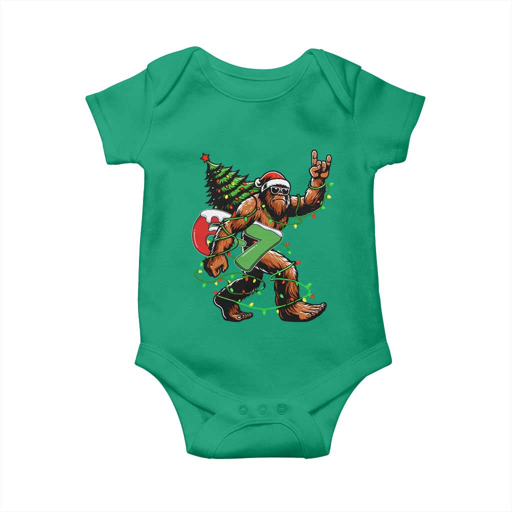 Funny Santa Bigfoot 67 Christmas Tree Xmas Lights Baby Onesie TS11 Irish Green Print Your Wear