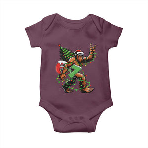 Funny Santa Bigfoot 67 Christmas Tree Xmas Lights Baby Onesie TS11 Maroon Print Your Wear