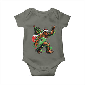 Funny Santa Bigfoot 67 Christmas Tree Xmas Lights Baby Onesie TS11 Military Green Print Your Wear