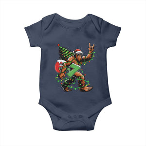 Funny Santa Bigfoot 67 Christmas Tree Xmas Lights Baby Onesie TS11 Navy Print Your Wear