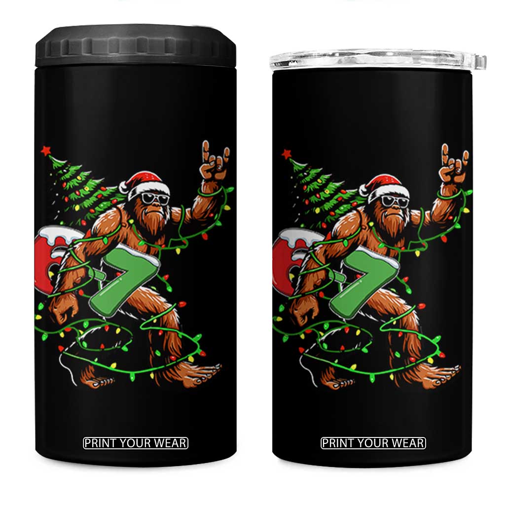 Funny Santa Bigfoot 67 Christmas Tree Xmas Lights 4 in 1 Can Cooler Tumbler TS11 One Size: 16 oz Black Print Your Wear