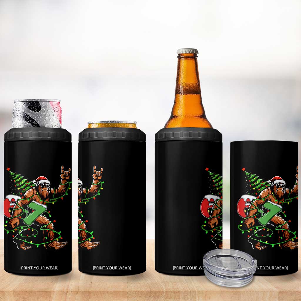 Funny Santa Bigfoot 67 Christmas Tree Xmas Lights 4 in 1 Can Cooler Tumbler - Print Your Wear