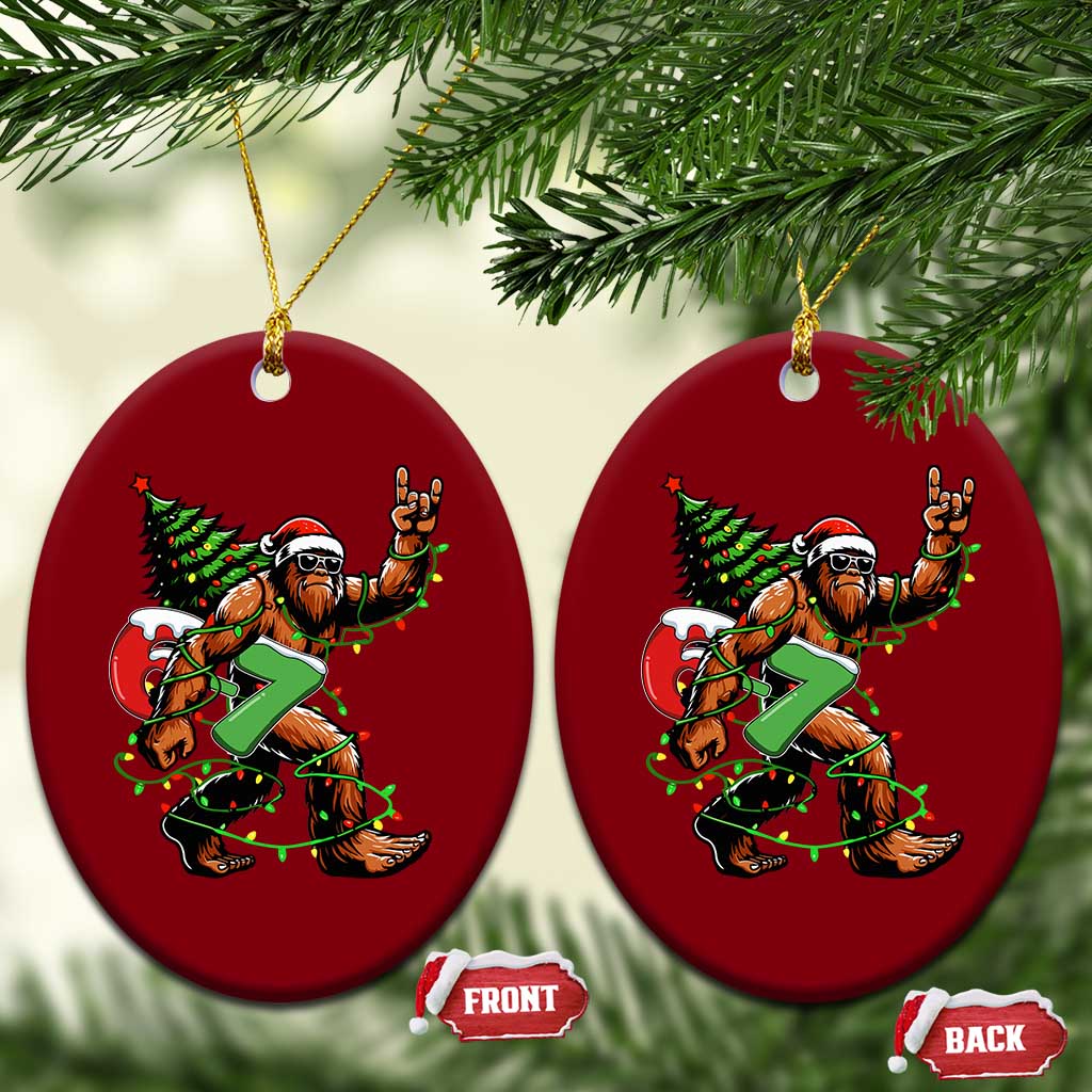 Funny Santa Bigfoot 67 Christmas Tree Xmas Lights Ceramic Ornament TS11 Print Your Wear