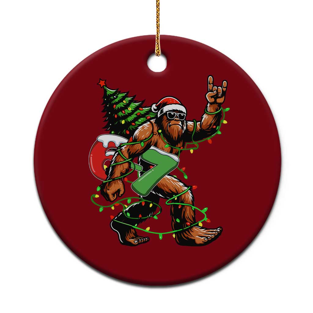Funny Santa Bigfoot 67 Christmas Tree Xmas Lights Ceramic Ornament TS11 1pc Red Print Your Wear