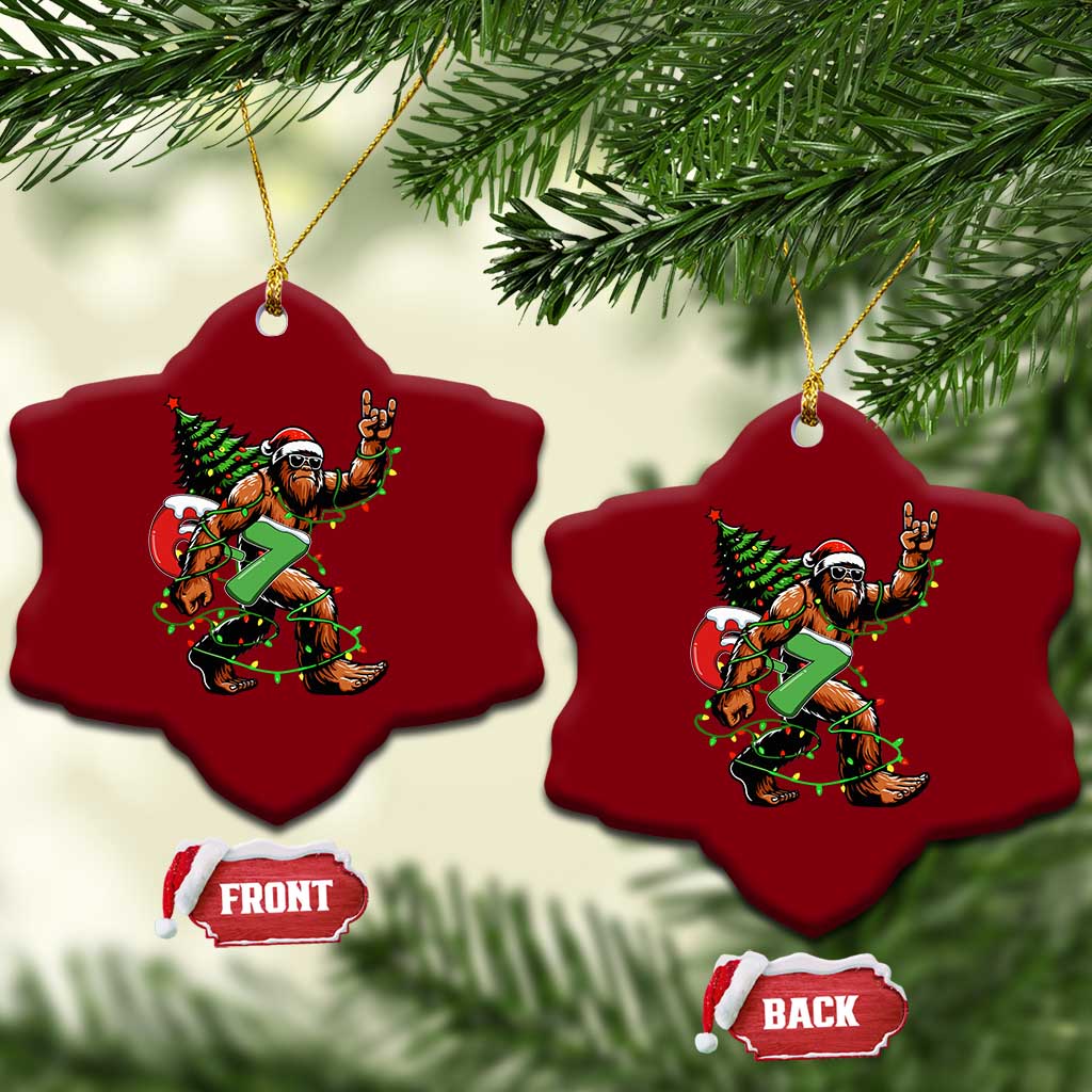 Funny Santa Bigfoot 67 Christmas Tree Xmas Lights Ceramic Ornament TS11 Print Your Wear