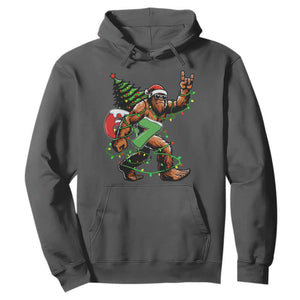 Funny Santa Bigfoot 67 Christmas Tree Xmas Lights Hoodie TS11 Dark Heather Print Your Wear