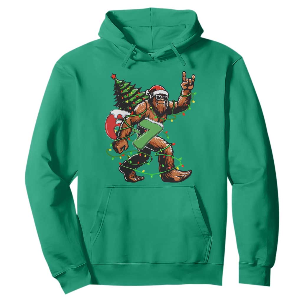 Funny Santa Bigfoot 67 Christmas Tree Xmas Lights Hoodie TS11 Irish Green Print Your Wear