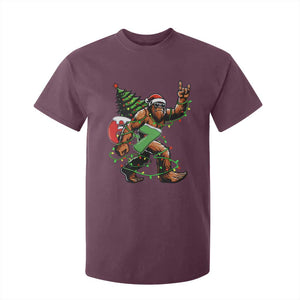 Funny Santa Bigfoot 67 Christmas Tree Xmas Lights T Shirt For Kid TS11 Maroon Print Your Wear