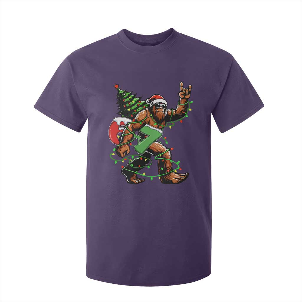 Funny Santa Bigfoot 67 Christmas Tree Xmas Lights T Shirt For Kid TS11 Purple Print Your Wear