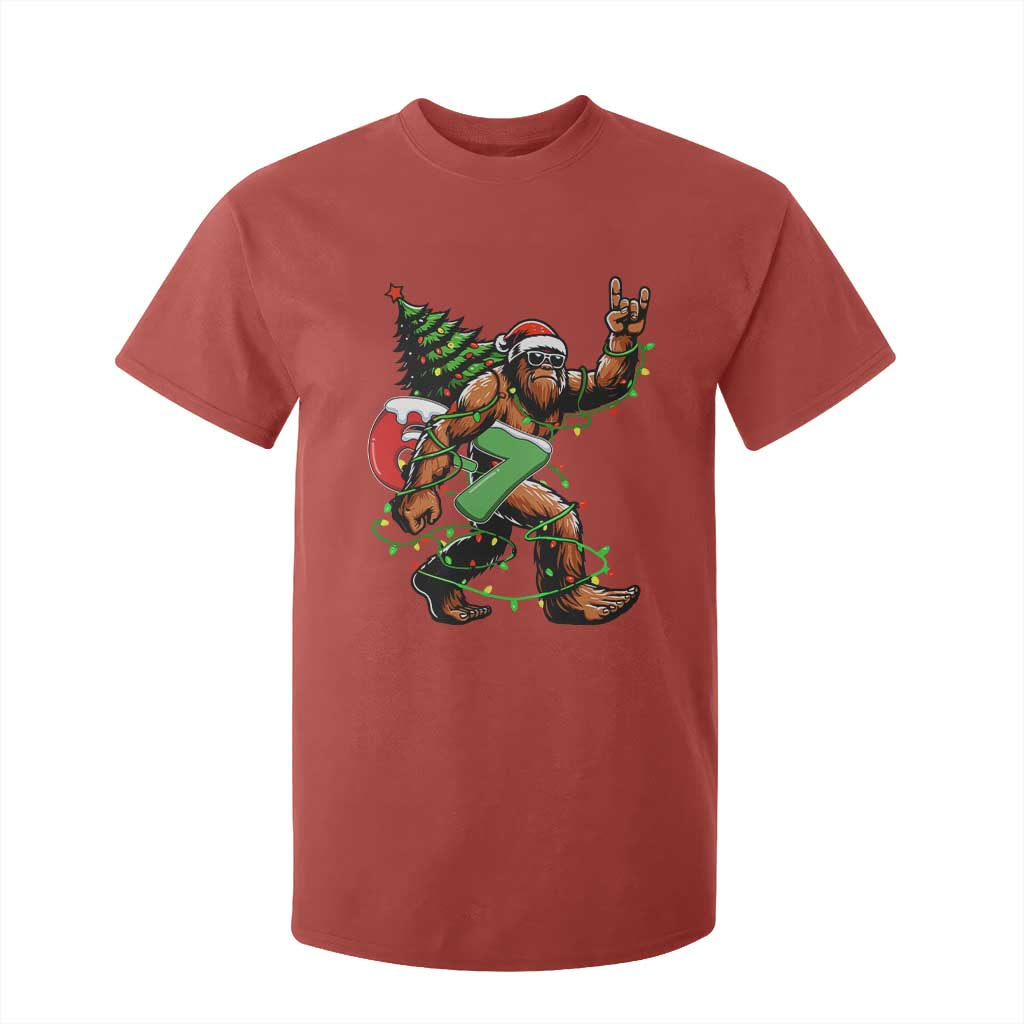 Funny Santa Bigfoot 67 Christmas Tree Xmas Lights T Shirt For Kid TS11 Red Print Your Wear