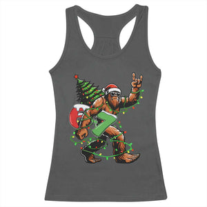 Funny Santa Bigfoot 67 Christmas Tree Xmas Lights Racerback Tank Top TS11 Dark Heather Print Your Wear