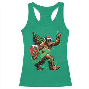 Funny Santa Bigfoot 67 Christmas Tree Xmas Lights Racerback Tank Top TS11 Irish Green Print Your Wear