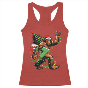 Funny Santa Bigfoot 67 Christmas Tree Xmas Lights Racerback Tank Top TS11 Red Print Your Wear