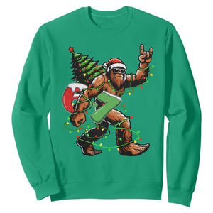 Funny Santa Bigfoot 67 Christmas Tree Xmas Lights Sweatshirt TS11 Irish Green Print Your Wear