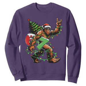 Funny Santa Bigfoot 67 Christmas Tree Xmas Lights Sweatshirt TS11 Purple Print Your Wear