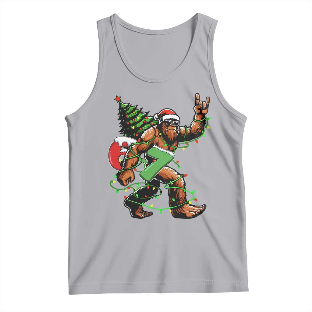 Funny Santa Bigfoot 67 Christmas Tree Xmas Lights Tank Top TS11 Athletic Heather Print Your Wear