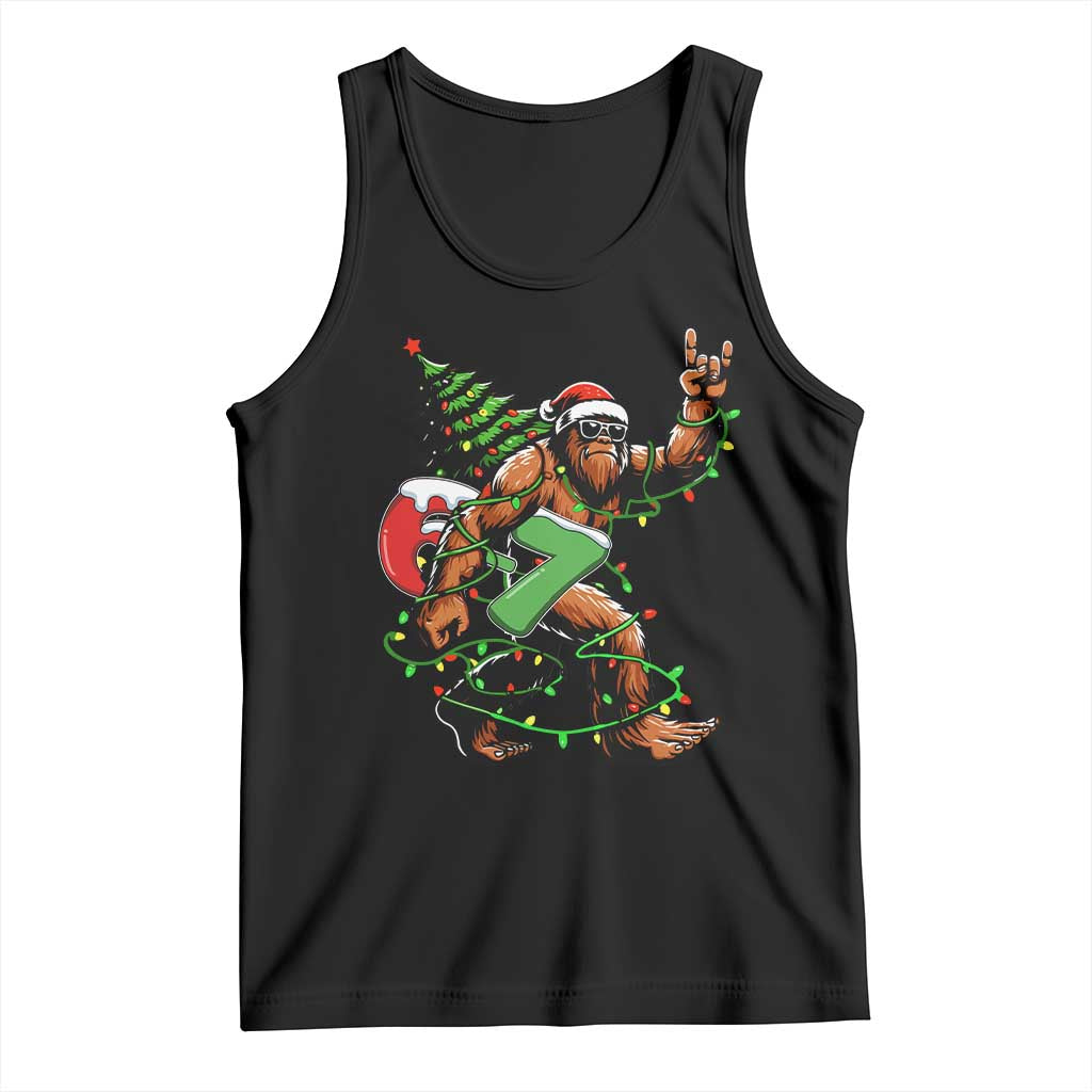 Funny Santa Bigfoot 67 Christmas Tree Xmas Lights Tank Top TS11 Black Print Your Wear
