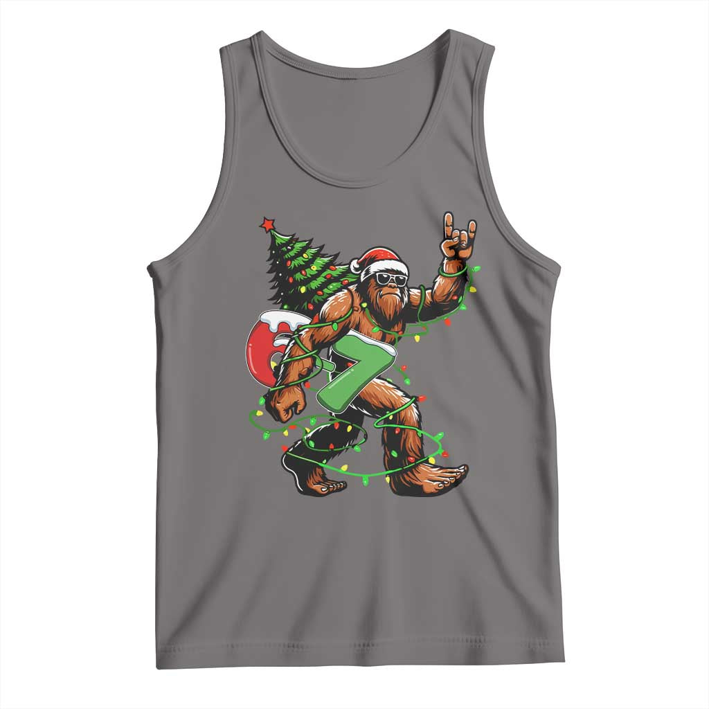 Funny Santa Bigfoot 67 Christmas Tree Xmas Lights Tank Top TS11 Deep Heather Print Your Wear