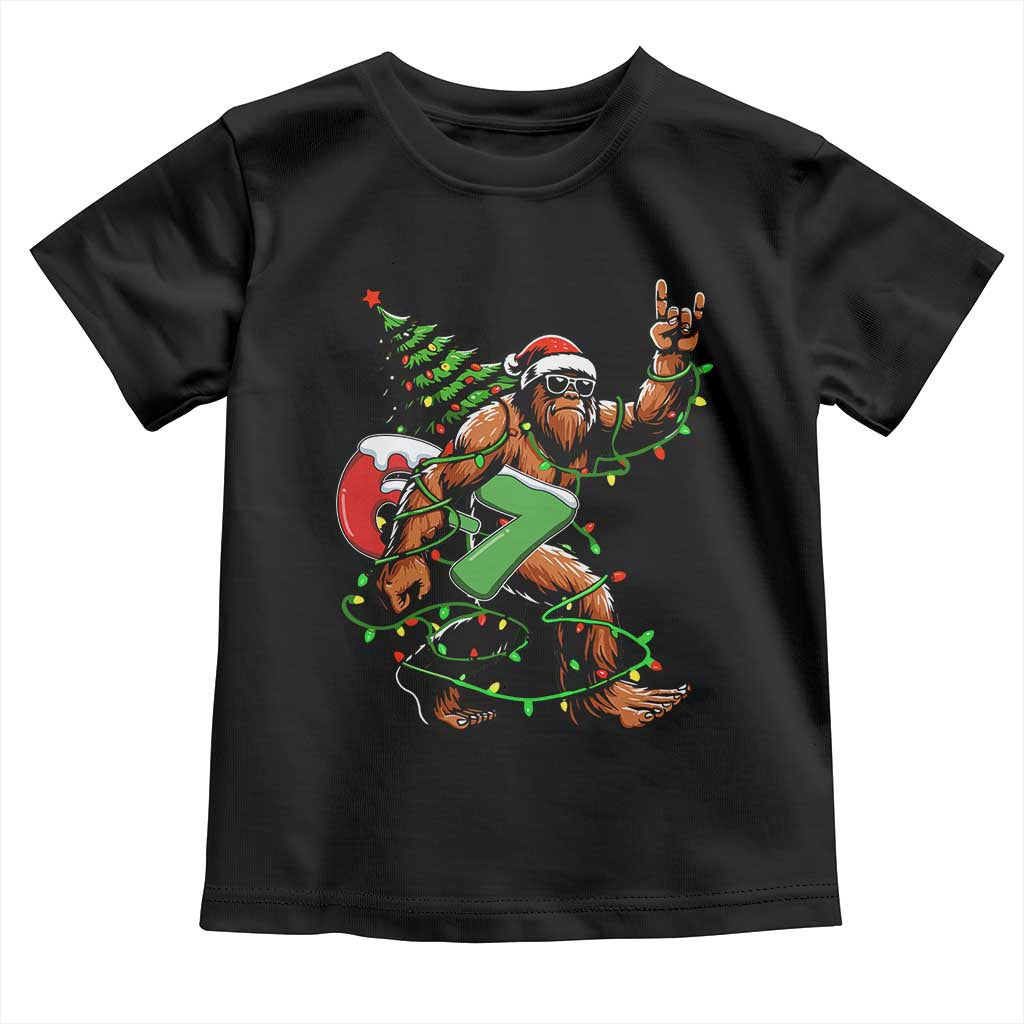 Funny Santa Bigfoot 67 Christmas Tree Xmas Lights Toddler T Shirt TS11 Black Print Your Wear