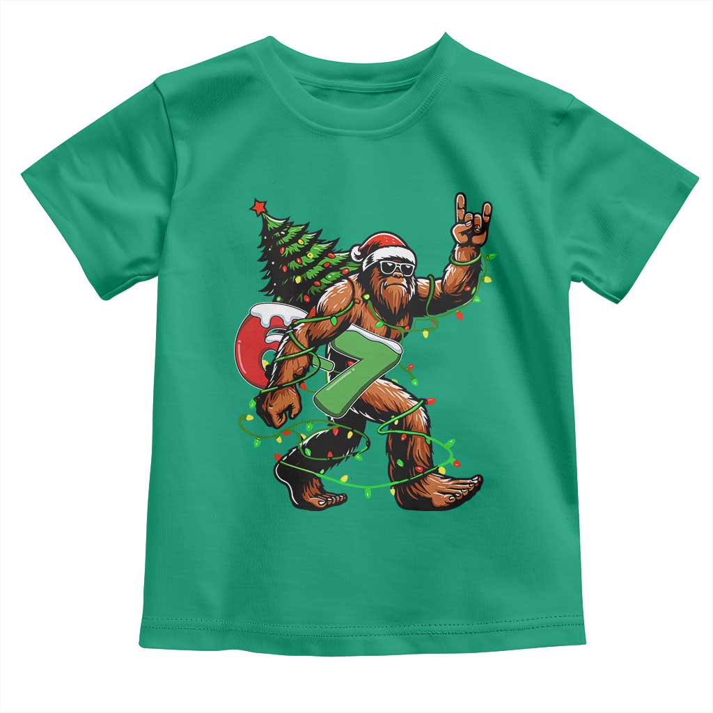 Funny Santa Bigfoot 67 Christmas Tree Xmas Lights Toddler T Shirt TS11 Irish Green Print Your Wear