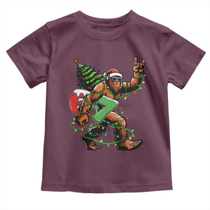 Funny Santa Bigfoot 67 Christmas Tree Xmas Lights Toddler T Shirt TS11 Maroon Print Your Wear