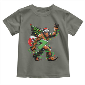 Funny Santa Bigfoot 67 Christmas Tree Xmas Lights Toddler T Shirt TS11 Military Green Print Your Wear