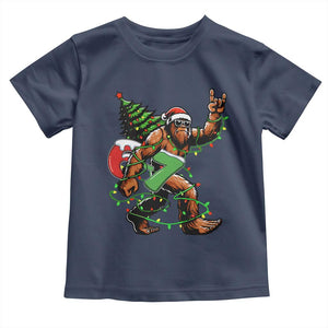 Funny Santa Bigfoot 67 Christmas Tree Xmas Lights Toddler T Shirt TS11 Navy Print Your Wear