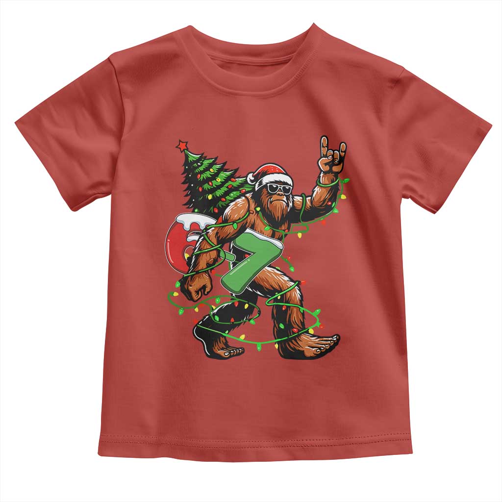 Funny Santa Bigfoot 67 Christmas Tree Xmas Lights Toddler T Shirt TS11 Red Print Your Wear