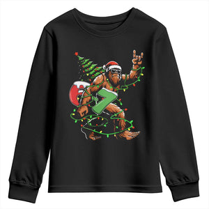 Funny Santa Bigfoot 67 Christmas Tree Xmas Lights Youth Sweatshirt TS11 Black Print Your Wear