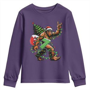 Funny Santa Bigfoot 67 Christmas Tree Xmas Lights Youth Sweatshirt TS11 Purple Print Your Wear