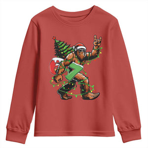 Funny Santa Bigfoot 67 Christmas Tree Xmas Lights Youth Sweatshirt TS11 Red Print Your Wear