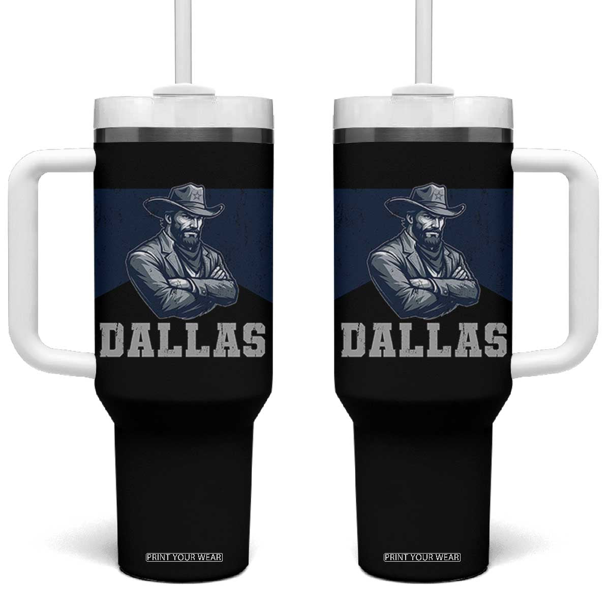 DFC Game Day Tumbler With Handle Blue Star Football Game Sport Lover TS11 One Size: 40 oz Black Print Your Wear