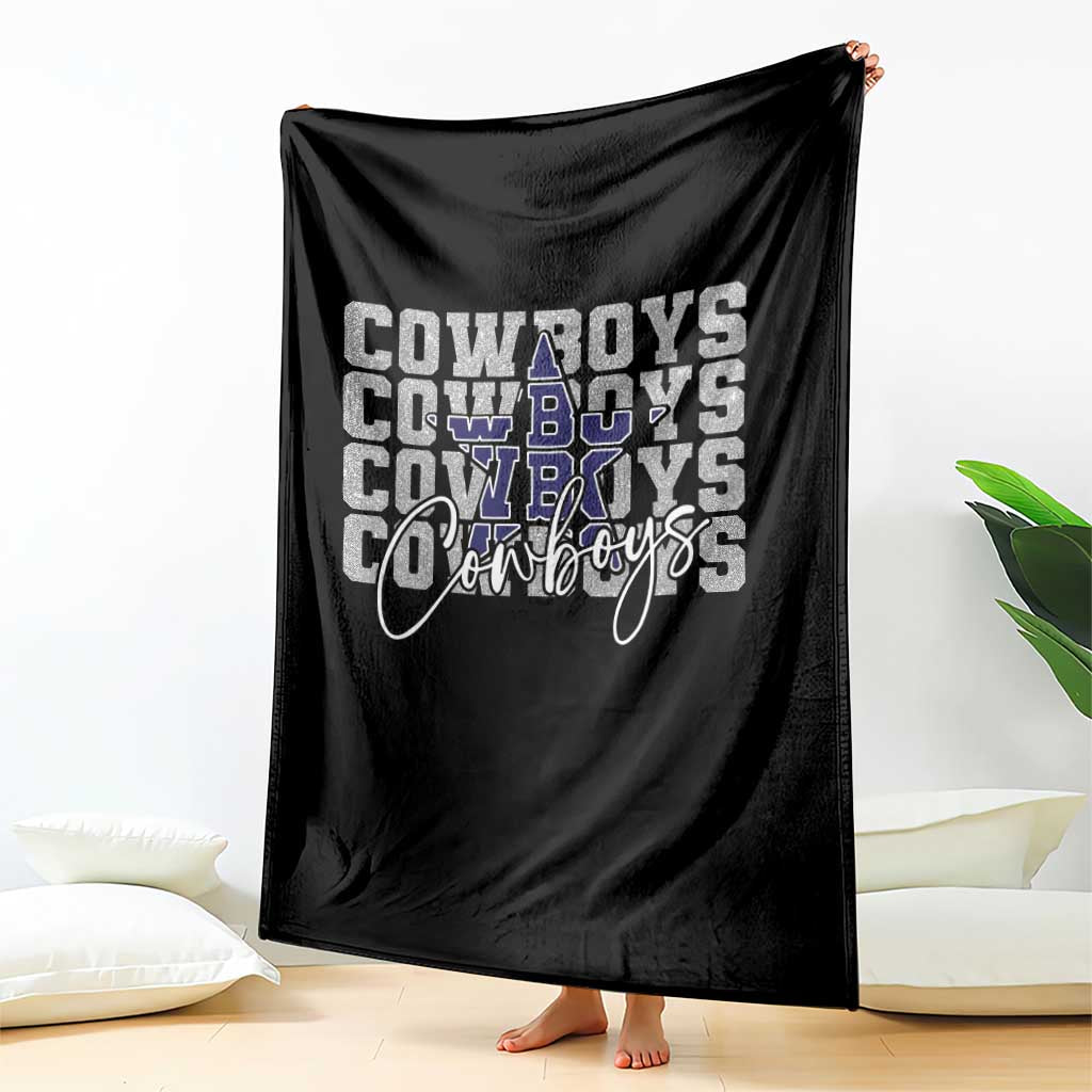 DFC Game Day Throw Blanket Blue Star Football Lover Faux Glitter TS11 Print Your Wear
