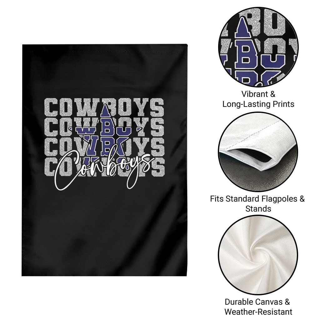 DFC Game Day Garden Flag Blue Star Football Lover Faux Glitter TS11 Print Your Wear