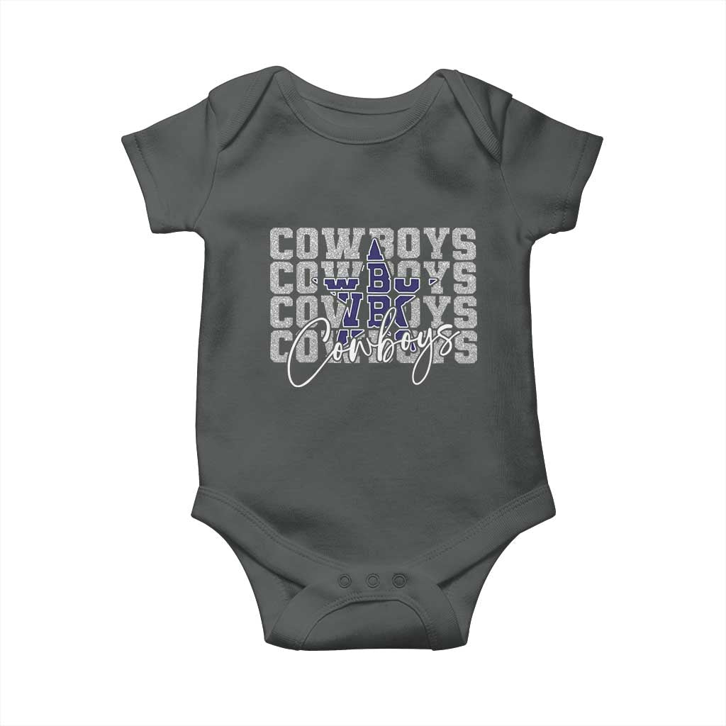 DFC Game Day Baby Onesie Blue Star Football Lover Faux Glitter TS11 Dark Heather Print Your Wear