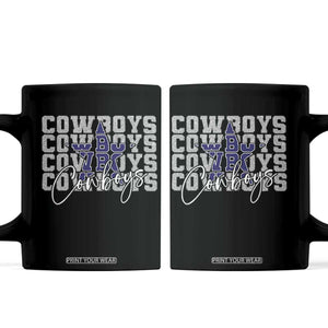 DFC Game Day Coffee Mug Blue Star Football Lover Faux Glitter TS11 Black Print Your Wear