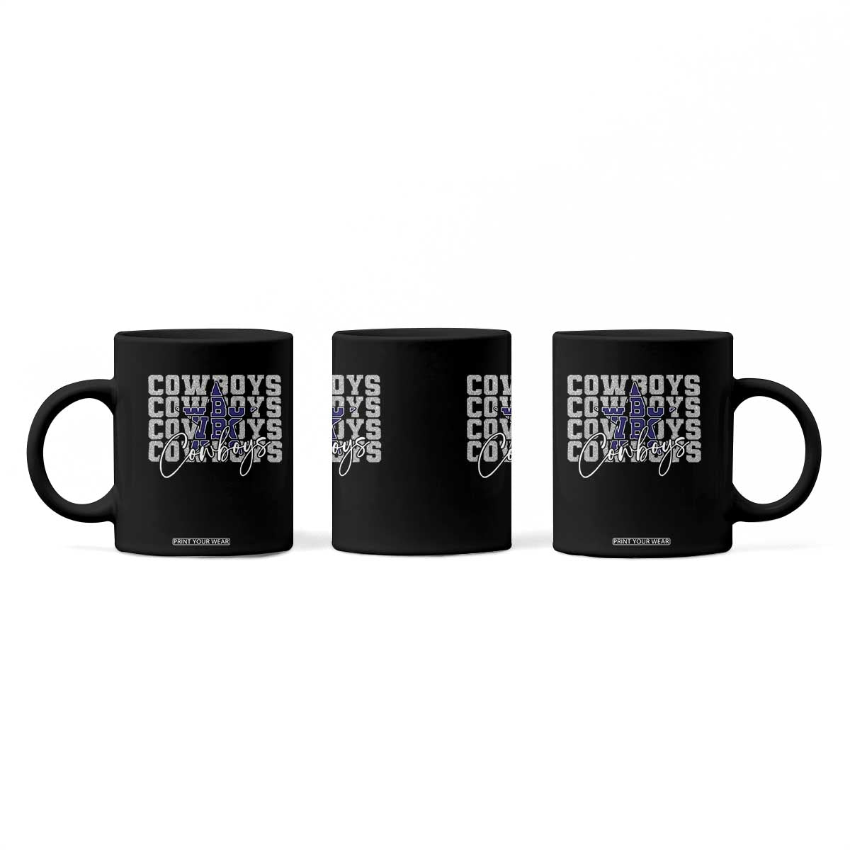 DFC Game Day Coffee Mug Blue Star Football Lover Faux Glitter TS11 Print Your Wear