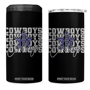DFC Game Day 4 in 1 Can Cooler Tumbler Blue Star Football Lover Faux Glitter TS11 One Size: 16 oz Black Print Your Wear